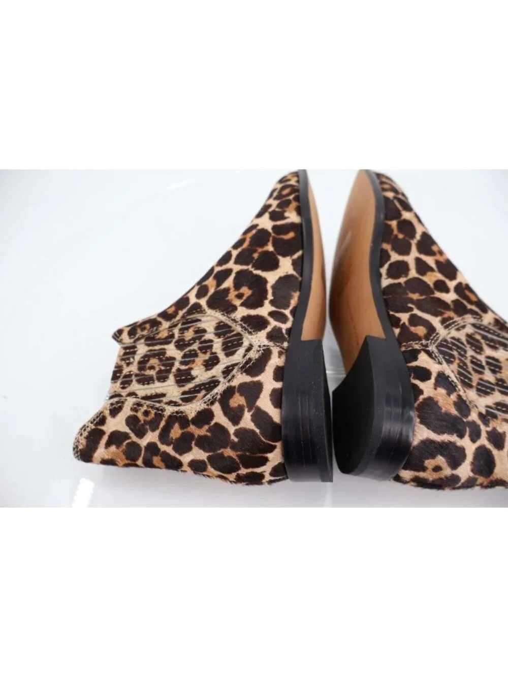 Rebecca Minkoff Booties Womens Size 6 Calf Hair Leopard Ankle Boot Pointed Toe